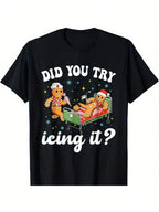 Funny 'Did You Try Icing It' Nurse-Themed T-Shirt - Comfortable Cotton, Short Sleeve, Casual & Sporty - Perfect For Summer Outings,Short Sleeved Shirt, Essential For Summer And Spring, Loose Casual Round Neck, Men's Letter Printed T-Shirt, Suitable For Sp