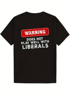 Anti Liberal Republican Does Not Play Well With Liberals T-Shirt 100% Cotton, Gift For Men Women Family Friends Soft And Comfortable - 220g,100% Pure Cotton Short Sleeved Shirt, Essential For Summer And Spring, Loose Casual Round Neck, Men's Letter Printe