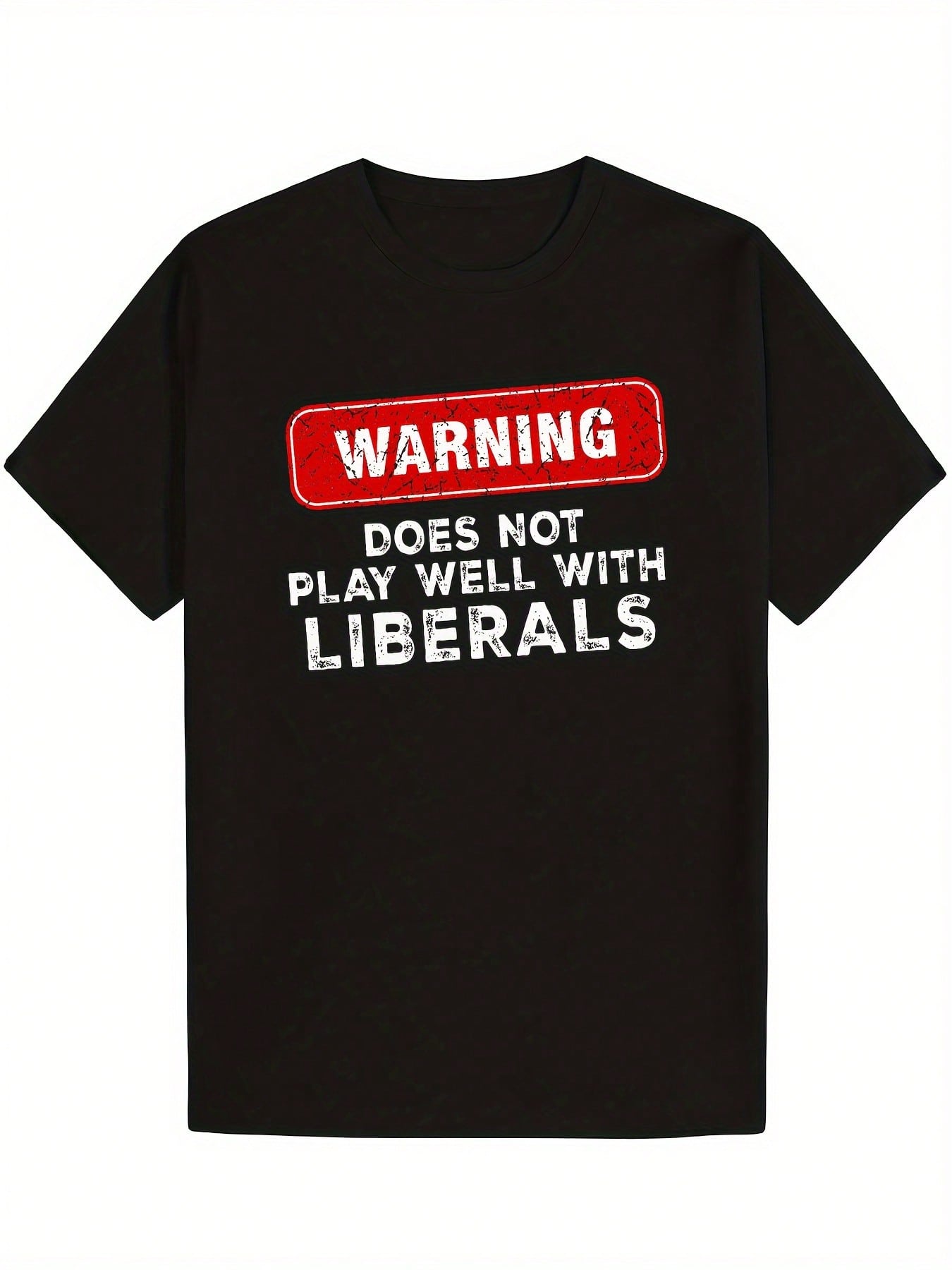Anti Liberal Republican Does Not Play Well With Liberals T-Shirt 100% Cotton, Gift For Men Women Family Friends Soft And Comfortable - 220g,100% Pure Cotton Short Sleeved Shirt, Essential For Summer And Spring, Loose Casual Round Neck, Men's Letter Printe