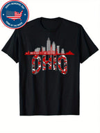 Ohioan State Of Ohio Camo Graphic Designs T Shirt,100% Pure Cotton Short Sleeved Shirt, Essential For Summer And Spring, Loose Casual Round Neck, Men's Letter Printed T-Shirt, Suitable For Sports Enthusiasts