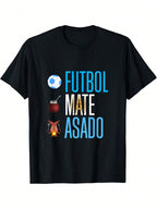 Argentina Football T-Shirt - Black, Small,100% Pure Cotton Short Sleeved Shirt, Essential For Summer And Spring, Loose Casual Round Neck, Men's Letter Printed T-Shirt, Suitable For Sports Enthusiasts