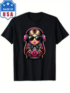 N Matryoshka Music  N Matryoshka T Shirt,100% Pure Cotton Short Sleeved Shirt, Essential For Summer And Spring, Loose Casual Round Neck, Men's Letter Printed T-Shirt, Suitable For Sports Enthusiasts