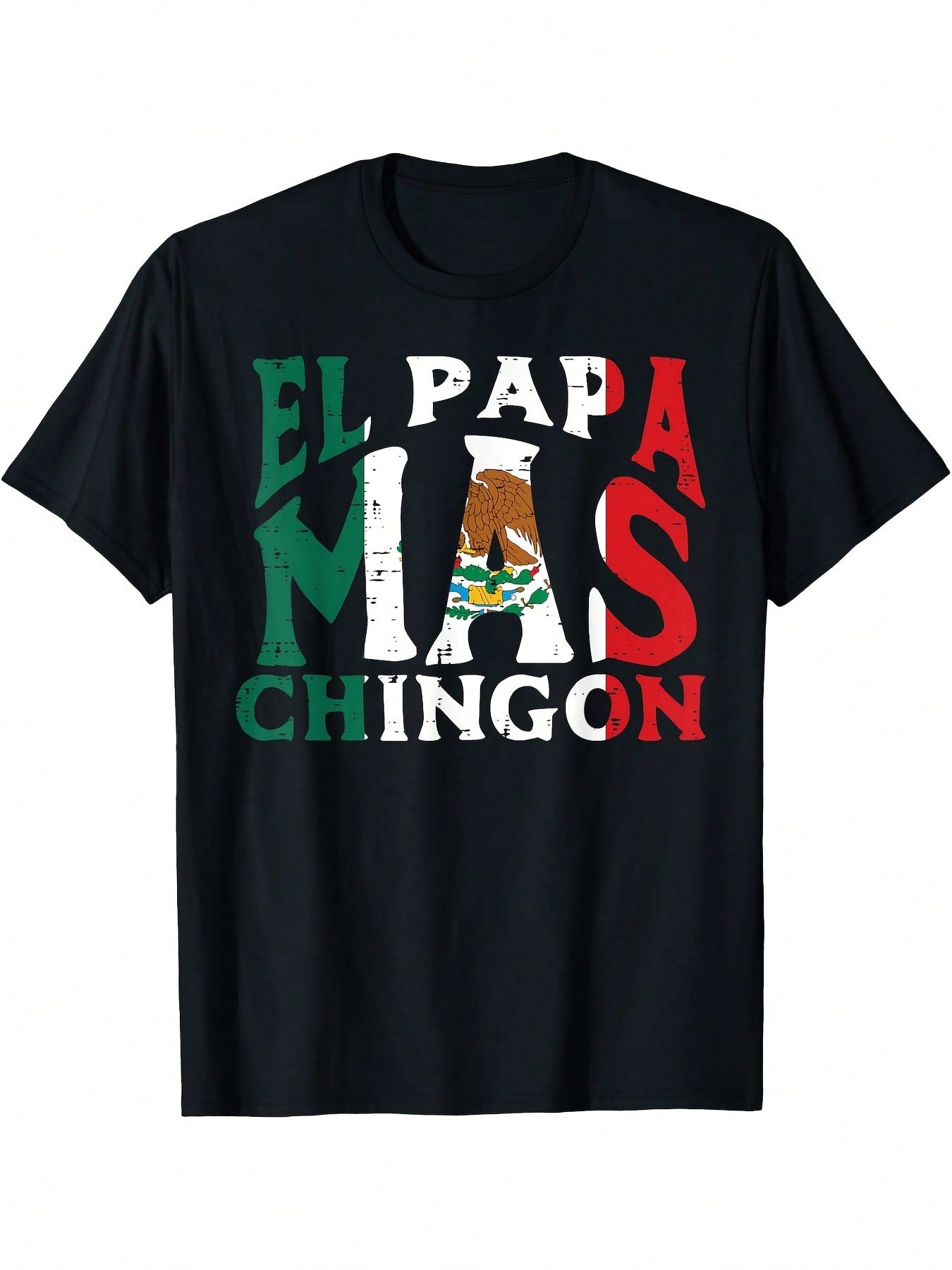 El Papa Mas Chingon Funny Father's Day T-Shirt - Black Mexican Dad Graphic Tee With Bold Spanish Print, Casual Short Sleeve, Machine Washable, Father's Day Gift Cultural Print Durable Fabric,100% Pure Cotton Short Sleeved Shirt, Essential For Summer And S