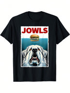Funny Great Pyrenees And Hamburger Parody Jowls Dog Lover T-Shirt,100% Pure Cotton Short Sleeved Shirt, Essential For Summer And Spring, Loose Casual Round Neck, Men's Letter Printed T-Shirt, Suitable For Sports Enthusiasts