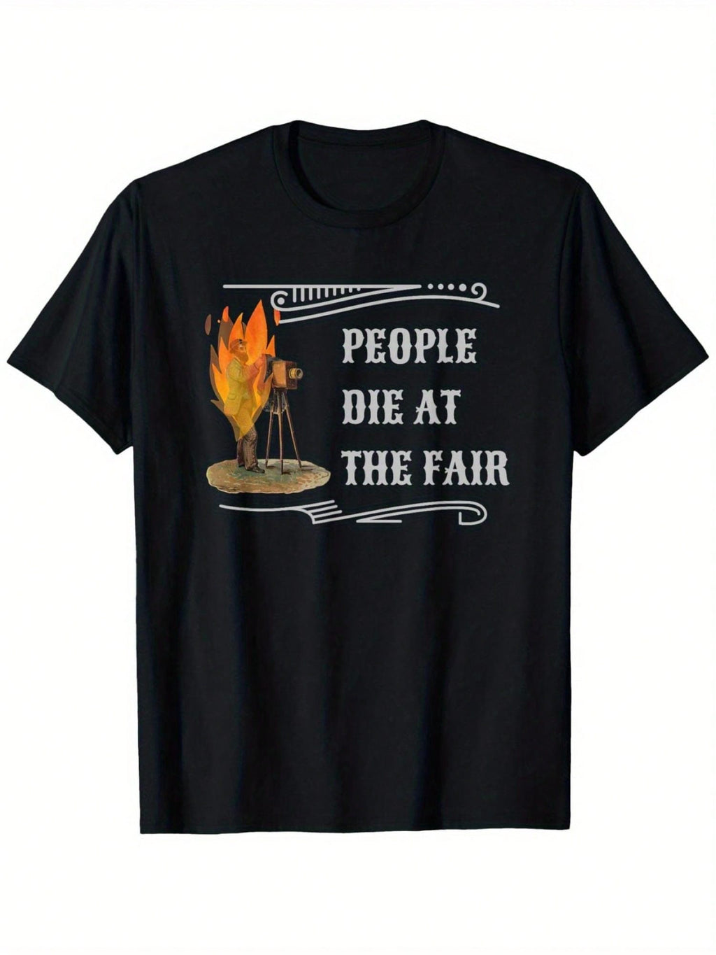 Black Humor People Die At The Fair Western Comedy Graphic T-Shirt For Men & Women - 100% Cotton, Breathable & Comfortable, Perfect For Sports & Leisure, Round Neck, 180g, Sports Tshirt Humorous Graphic Tee 100% Cotton Tee, Funny T Shirts,100% Pure Cotton