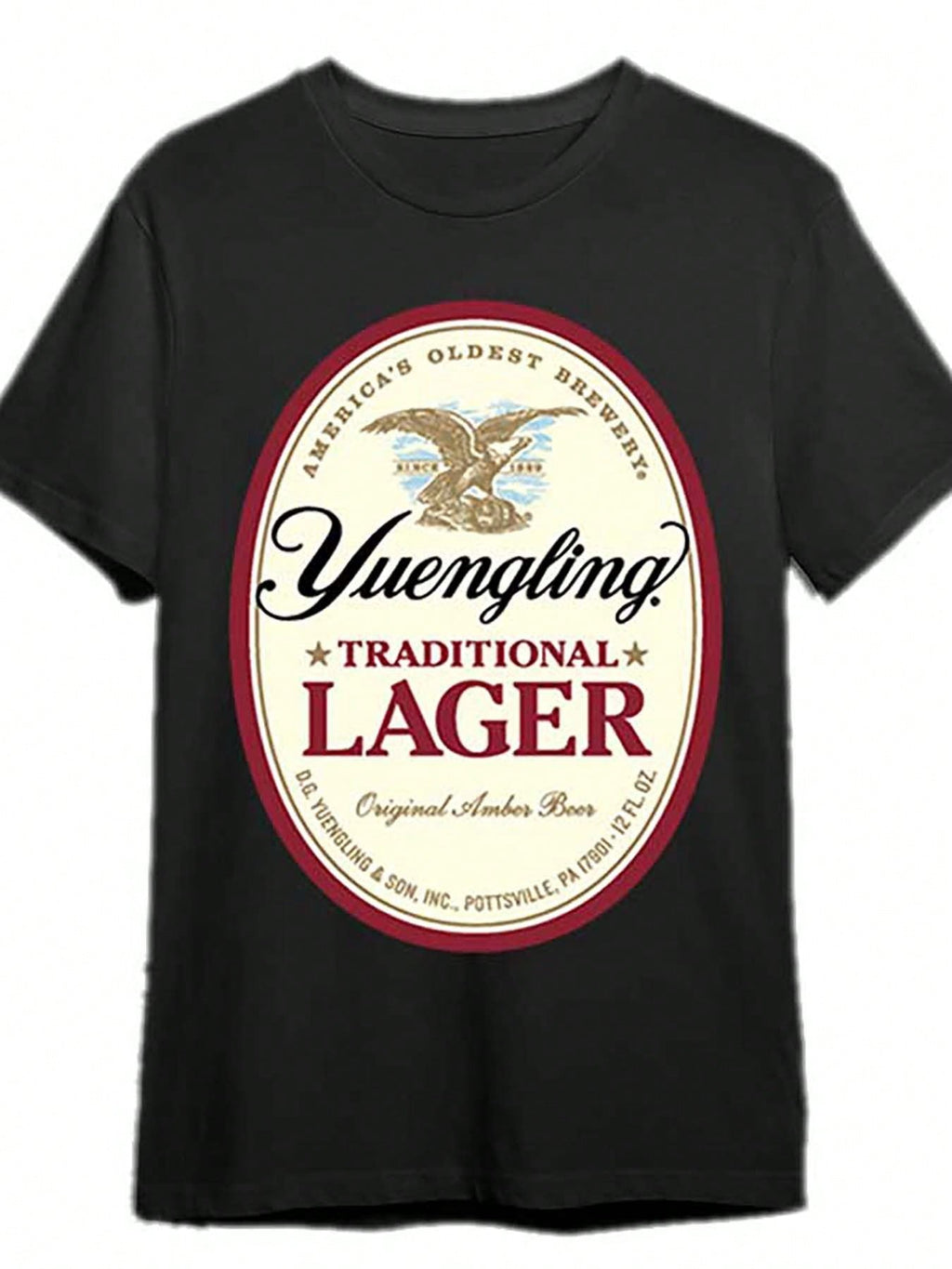 Yuengling T-Shirt 334487   Funny Men'S Short Sleeve Graphic T-Shirt Collection Black PR,100% Pure Cotton Short Sleeved Shirt, Essential For Summer And Spring, Loose Casual Round Neck, Men's Letter Printed T-Shirt, Suitable For Sports Enthusiasts