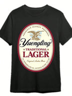 Yuengling T-Shirt 334487   Funny Men'S Short Sleeve Graphic T-Shirt Collection Black PR,100% Pure Cotton Short Sleeved Shirt, Essential For Summer And Spring, Loose Casual Round Neck, Men's Letter Printed T-Shirt, Suitable For Sports Enthusiasts