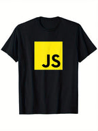 JavaScript Programmer JS T-Shirt Computer Developers Tee T-Shirt, 100%Cotton Ultra-Soft Crew Neck, Slight Stretch Knitted Fabric 180g, Breathable Casual Summer Computer For Adults With Alphabetic Print Design,100% Pure Cotton Short Sleeved Shirt, Essentia