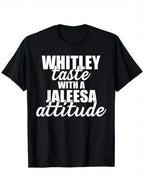 Men's 100% Cotton 220g Graphic T-Shirt - WHITNEY Taste With A JaLeesa ATTITUDE Bold Print Casual Crew Neck Tee, Regular Fit Short Sleeve Shirt For Summer, Machine Washable S-XXXL, Breathable Apparel Statement Clothing Durable Construction,100% Pure Cotton