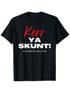 Kerr Yes Skunt! Guyana Edition Bold Graphic T-Shirt - 100% Cotton 220g Heavyweight, Regular Fit Unisex Tee For Men & Women, Black Short Sleeve Round Neck Casual Shirt (S-XXXL), Breathable Fabric,100% Pure Cotton Short Sleeved Shirt, Essential For Summer A