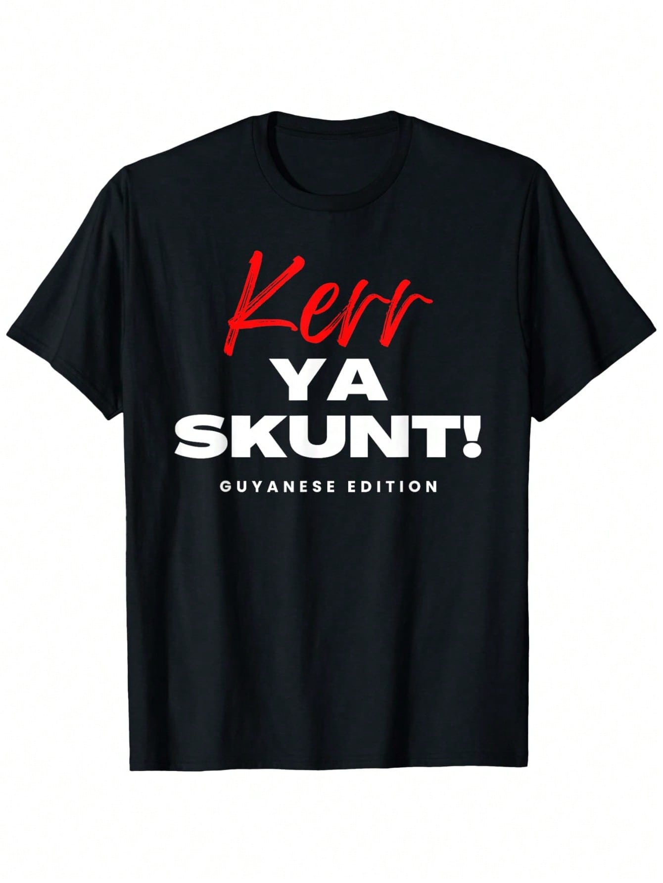 Kerr Yes Skunt! Guyana Edition Bold Graphic T-Shirt - 100% Cotton 220g Heavyweight, Regular Fit Unisex Tee For Men & Women, Black Short Sleeve Round Neck Casual Shirt (S-XXXL), Breathable Fabric,100% Pure Cotton Short Sleeved Shirt, Essential For Summer A