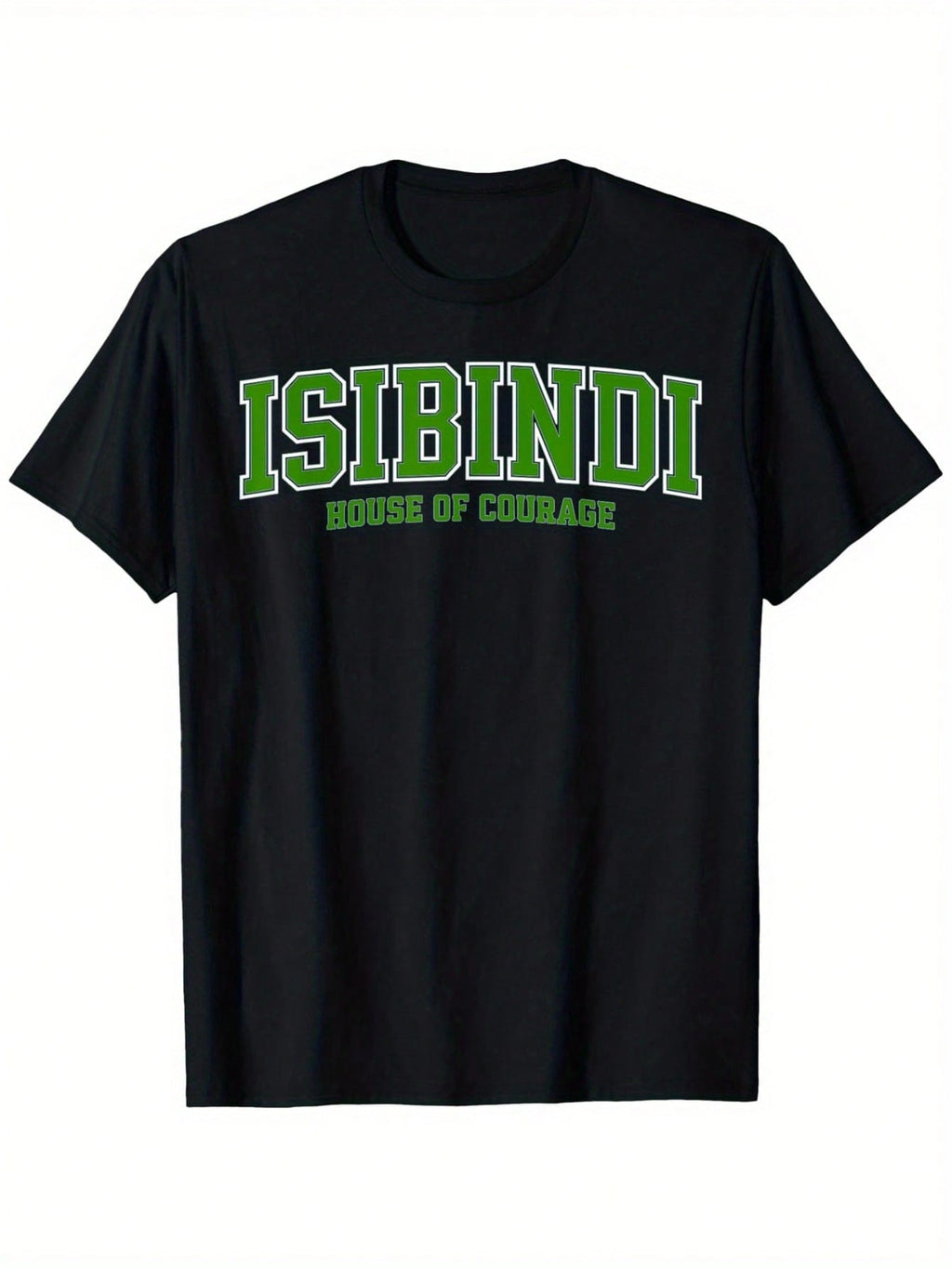 ISIBINDI RCA House System House Of Courage T-Shirt - 100% Cotton 220g Heavyweight Regular Fit Black Tee With Bold Green Graphic Print, Unisex Casual Shirt For Men, Women, Dads & Friends (S-XXXL), Streetwear Style, Statement Design, Quality Stitching, Prin