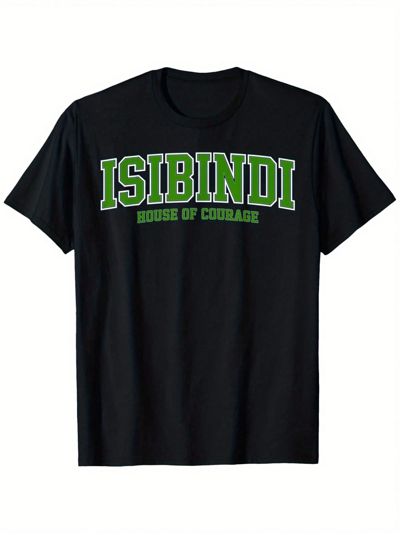 ISIBINDI RCA House System House Of Courage T-Shirt - 100% Cotton 220g Heavyweight Regular Fit Black Tee With Bold Green Graphic Print, Unisex Casual Shirt For Men, Women, Dads & Friends (S-XXXL), Streetwear Style, Statement Design, Quality Stitching, Prin