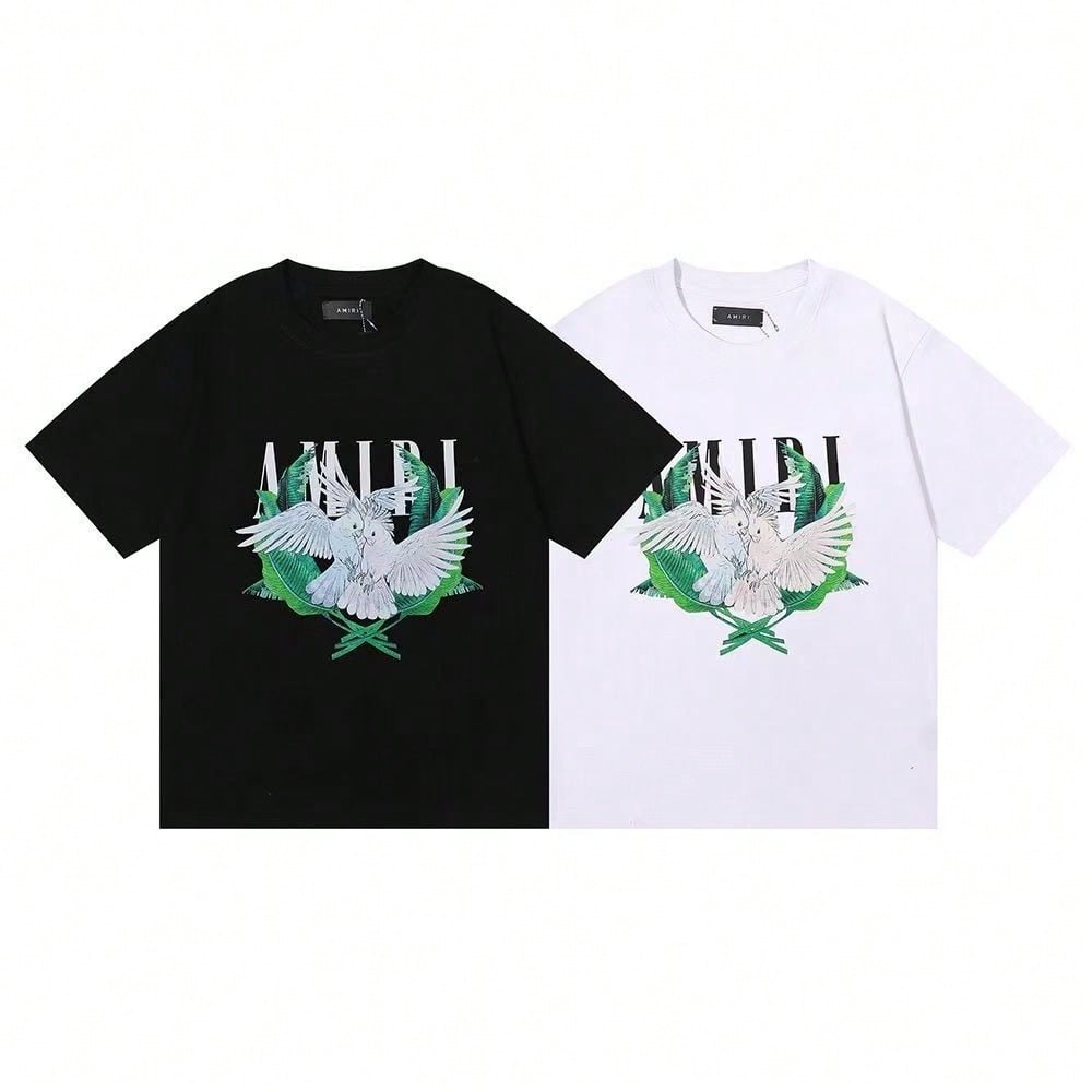 LZJSHOP-Amir American Style Light Luxury Brand AMI Peace  NEW US Printed Double Yarn Round Neck Casual Pure Cotton Short Sleeve T-Shirt For Men And Women