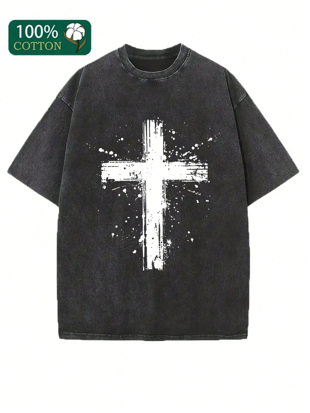 1pc, Men's Retro Washed Cotton T-Shirt, Easter, Jesus Is King, Vintage Washed Pattern Printed T-Shirt, Retro Streetwear Style, High-Quality Cotton Vintage Fashion T-Shirt, Holiday Gifts, Vintage-Inspired Graphic Tee | Soft Washed Cotton, Casual Loose Fit,