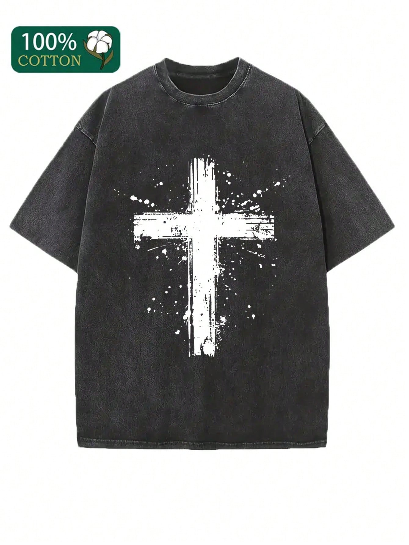 1pc, Men's Retro Washed Cotton T-Shirt, Easter, Jesus Is King, Vintage Washed Pattern Printed T-Shirt, Retro Streetwear Style, High-Quality Cotton Vintage Fashion T-Shirt, Holiday Gifts, Vintage-Inspired Graphic Tee | Soft Washed Cotton, Casual Loose Fit,