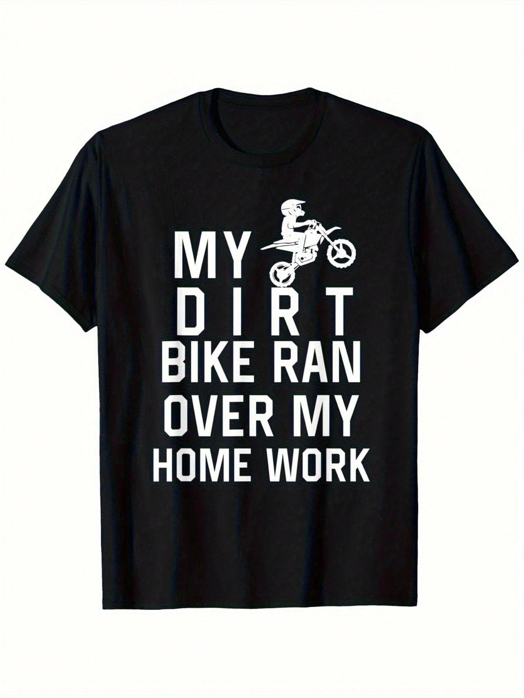 Funny Motocross Dirt Bike Back To School Gift For Boys Girls T-Shirt, 100% Cotton, 180g, Round Neck, Black, S-XXXL,Men Clothes 100% Pure Cotton Short Sleeved Shirt, Essential For Summer And Spring, Loose Casual Round Neck, Graphic Tees Men, Suitable For S