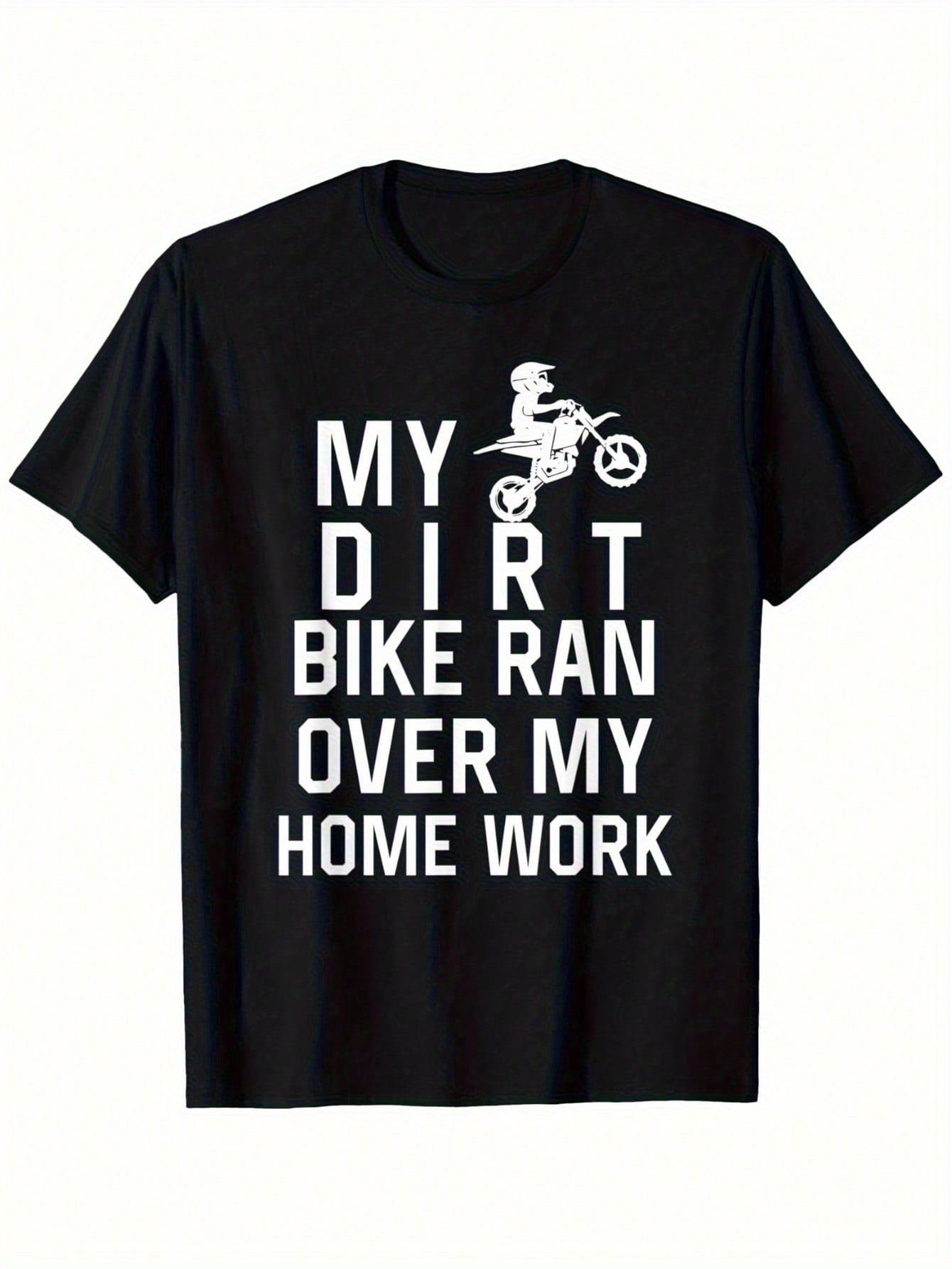 Funny Motocross Dirt Bike Back To School Gift For Boys Girls T-Shirt, 100% Cotton, 180g, Round Neck, Black, S-XXXL,Men Clothes 100% Pure Cotton Short Sleeved Shirt, Essential For Summer And Spring, Loose Casual Round Neck, Graphic Tees Men, Suitable For S