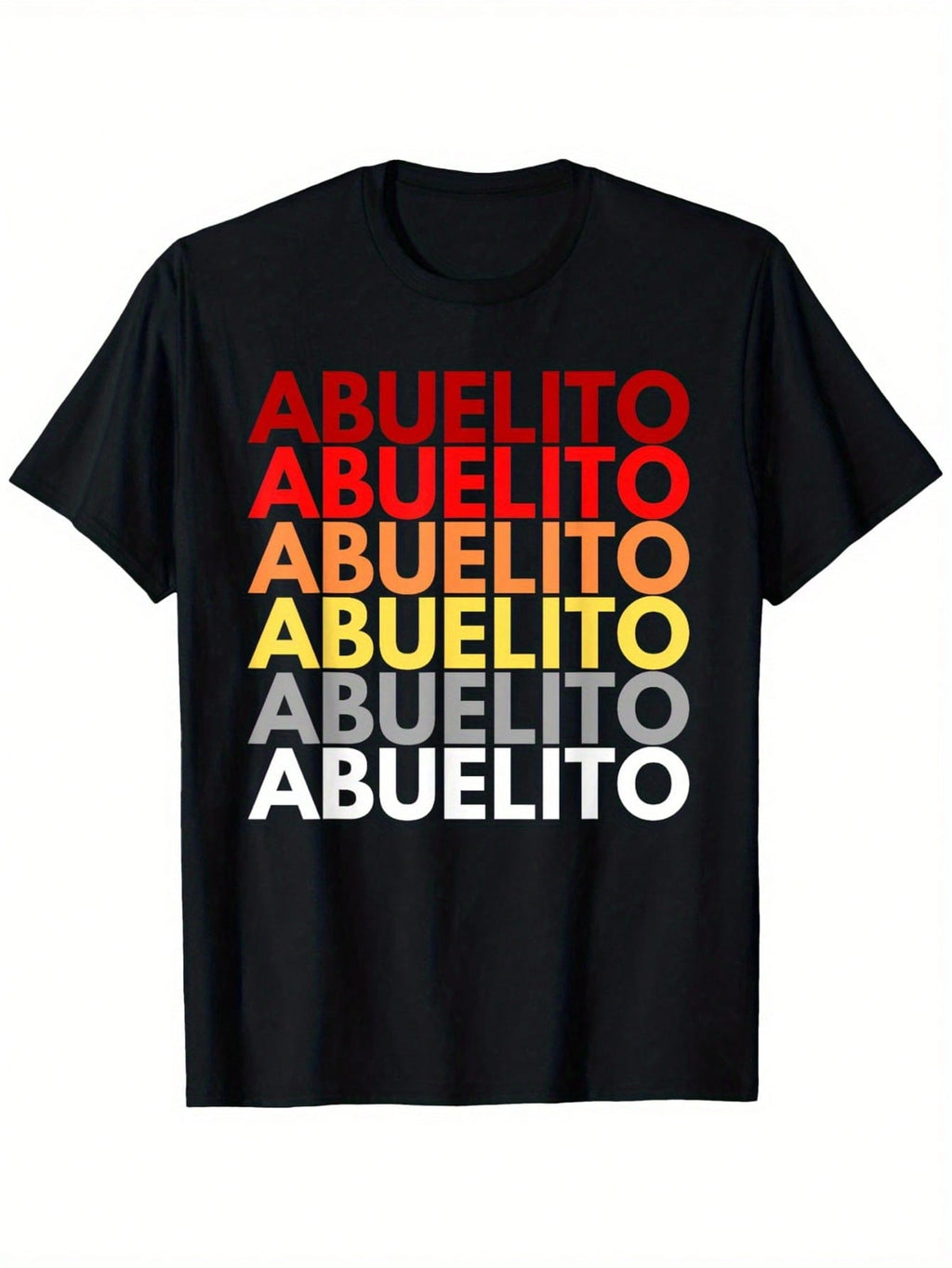 Men's Abuelito Grandfather Spanish Tee - Bold Red & Yellow Gradient Lettering, Heavyweight 180gsm Cotton Shirt For Grandfathers - Everyday Casual Wear (Sizes S-XXXL) - Ideal Gift For Abuelito Grandpas, Allseason Tshirt, Vibrant Print Shirt, Medium Stretch