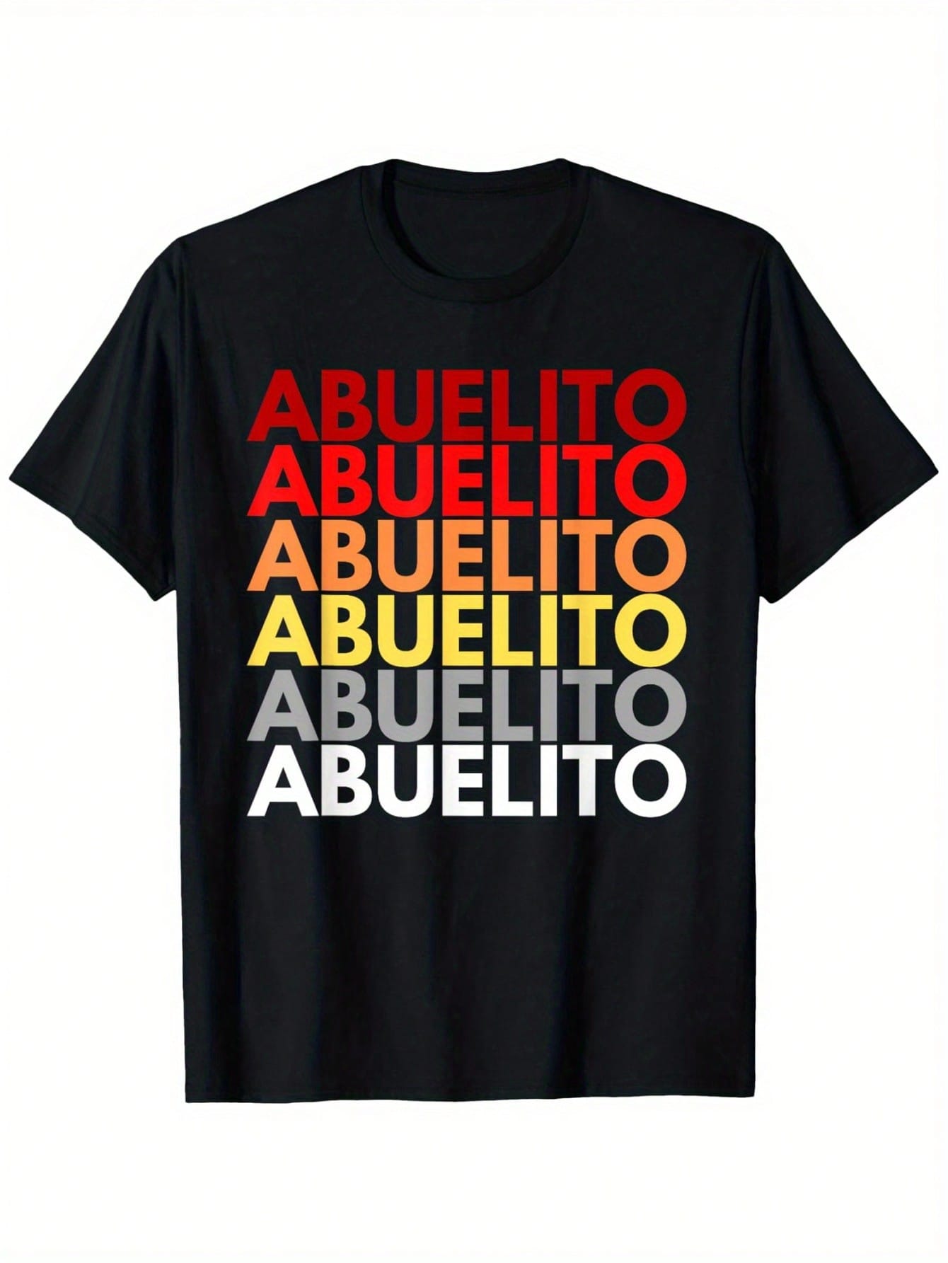 Men's Abuelito Grandfather Spanish Tee - Bold Red & Yellow Gradient Lettering, Heavyweight 180gsm Cotton Shirt For Grandfathers - Everyday Casual Wear (Sizes S-XXXL) - Ideal Gift For Abuelito Grandpas, Allseason Tshirt, Vibrant Print Shirt, Medium Stretch