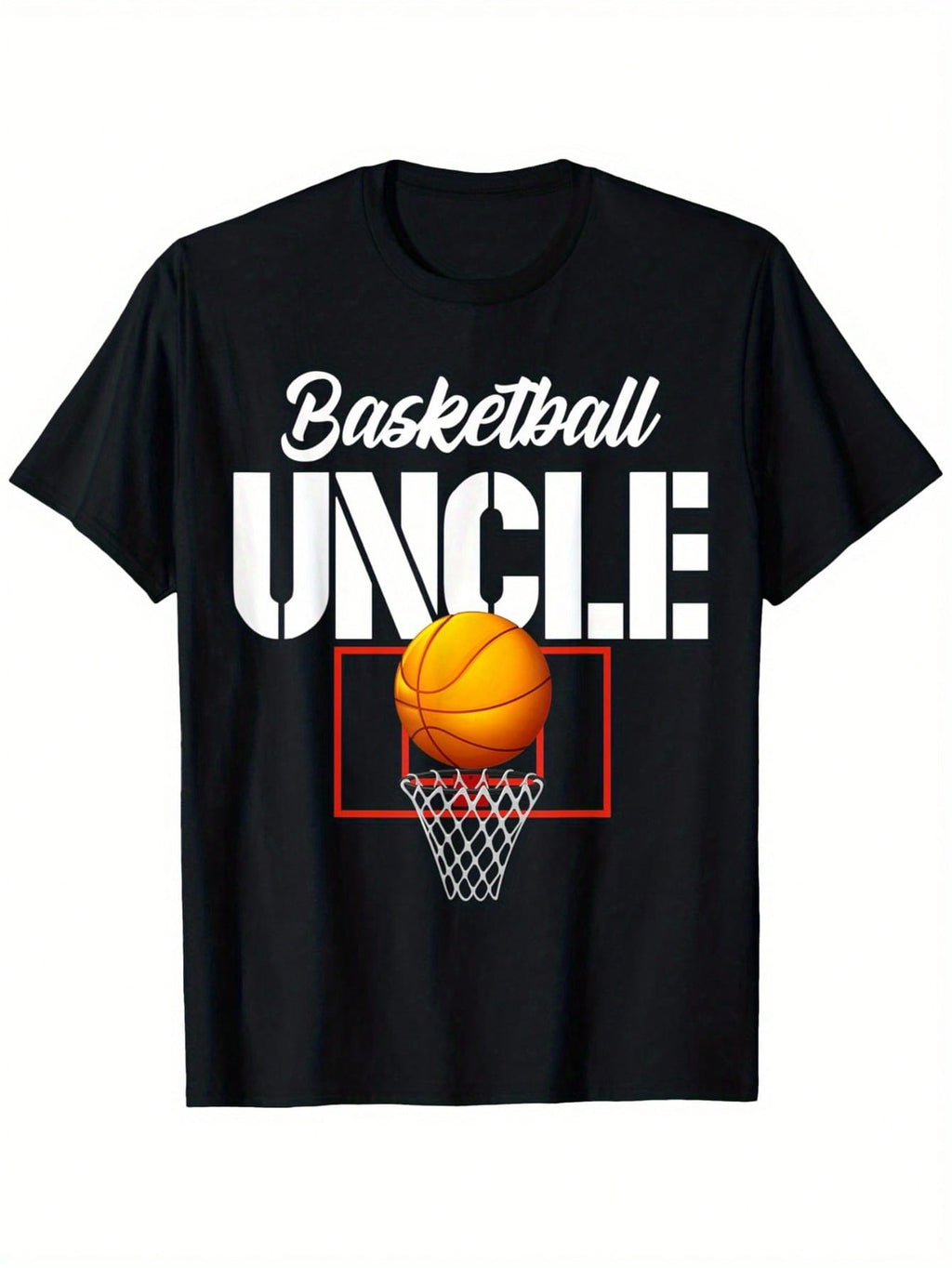 Men'S Black Proud Basketball Uncle Graphic T-Shirt - 100% Cotton, 180gsm, Crew Neck, Casual Short Sleeve Tee For Casual Attire & Sports Events, Basketball Shirt,Men Clothes 100% Pure Cotton Short Sleeved Shirt, Essential For Summer And Spring, Loose Casua