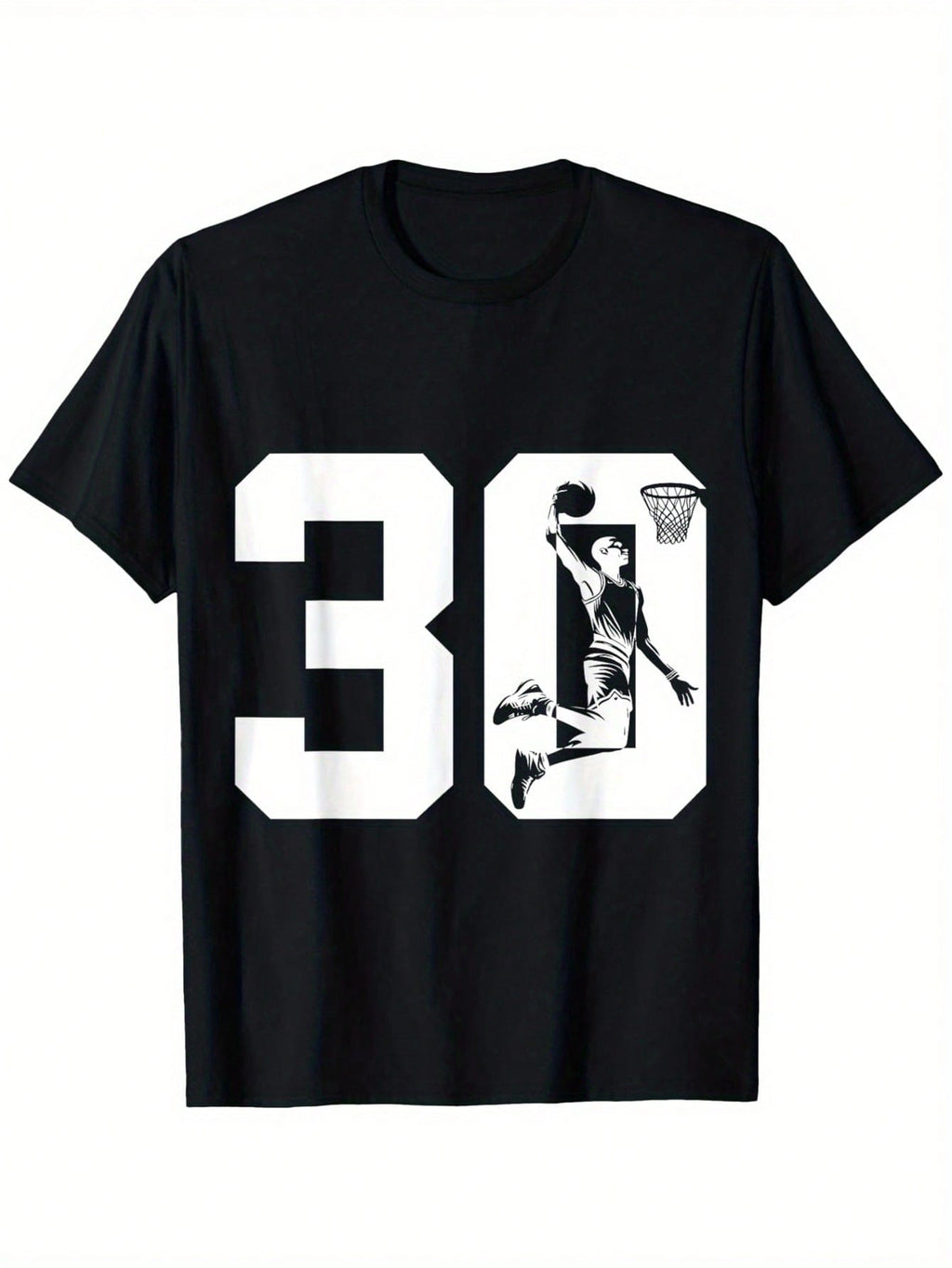 30 YEARS NUMBER 30 BASKETBALL 30TH BIRTHDAY T-Shirt, 100% Cotton, 180g, Round Neck, Black, S-XXXL,Men Clothes 100% Pure Cotton Short Sleeved Shirt, Essential For Summer And Spring, Loose Casual Round Neck, Graphic Tees Men, Suitable For Sports Enthusiasts
