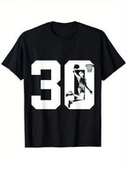 30 YEARS NUMBER 30 BASKETBALL 30TH BIRTHDAY T-Shirt, 100% Cotton, 180g, Round Neck, Black, S-XXXL,Men Clothes 100% Pure Cotton Short Sleeved Shirt, Essential For Summer And Spring, Loose Casual Round Neck, Graphic Tees Men, Suitable For Sports Enthusiasts