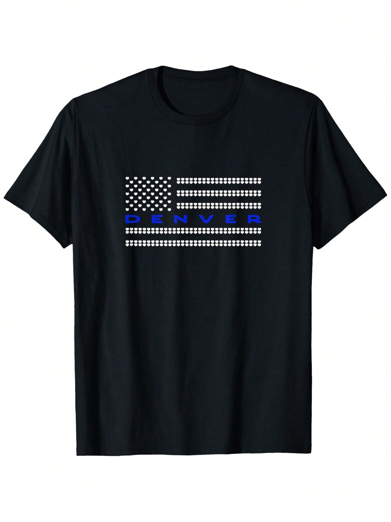 Men'S Colorado  Graphic T-Shirt - 100% Cotton, Black With Blue Heart & Colorado Flag Design, Casual Round Neck Tee For Casual Attire, Sizes S-XXXL,Men Clothes 100% Pure Cotton Short Sleeved Shirt, Essential For Summer And Spring, Loose Casual Round Neck,