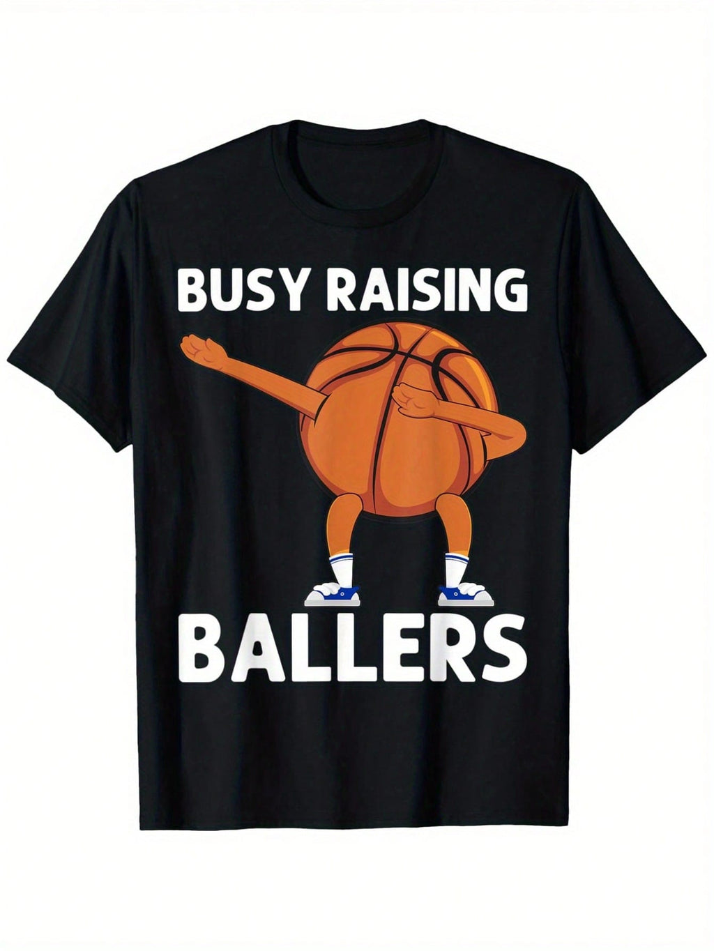 Men's Funny Basketball Parenting Tee - Busy Raising Ballers Graphic Shirt With Dunking Ball Design - Heavyweight 180gsm Cotton T-Shirt For Sports Dads & Moms (S-XXXL) - BirthdayGift Idea For Basketball Coaches, Players - Machine Washable Black Casual Top,
