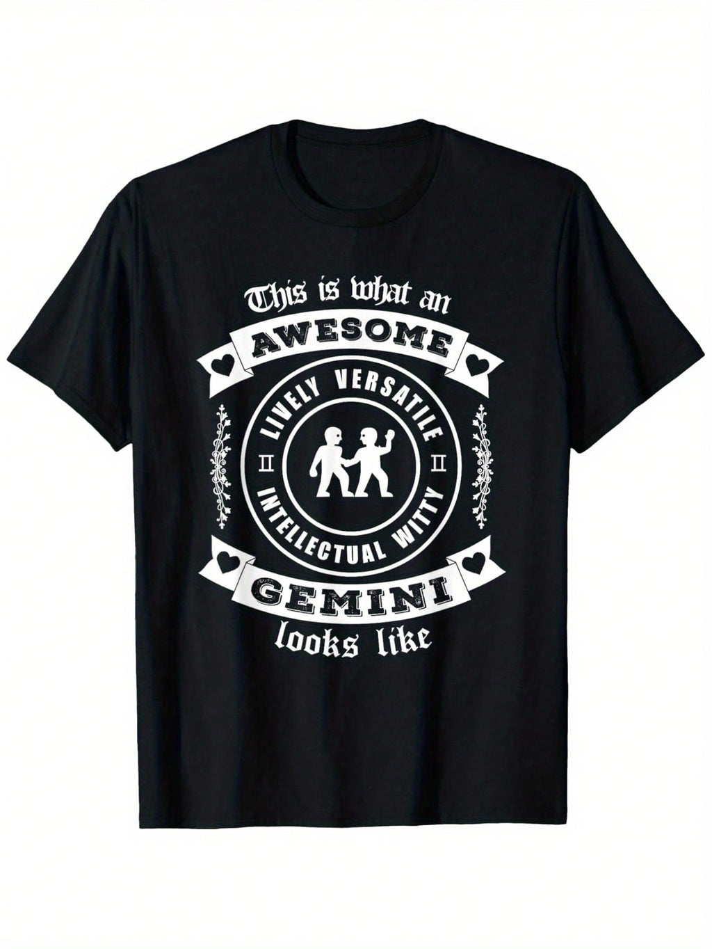 Men's Gemini Zodiac Birthday Gift T-Shirt - Funny Astrology Horoscope Tee With Intelligent Mutual Look Design, Heavyweight 180gsm Cotton Shirt For Gemini Men (S-XXXL) - Perfect Birthday Present For Twins Zodiac Signs, Casual Casual Attire, Casual Round Ne
