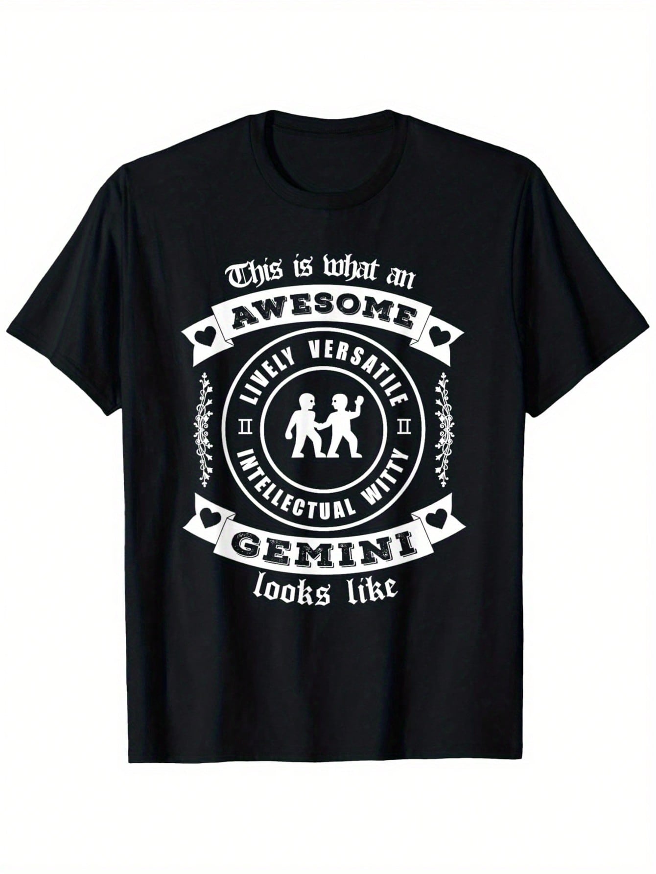 Men's Gemini Zodiac Birthday Gift T-Shirt - Funny Astrology Horoscope Tee With Intelligent Mutual Look Design, Heavyweight 180gsm Cotton Shirt For Gemini Men (S-XXXL) - Perfect Birthday Present For Twins Zodiac Signs, Casual Casual Attire, Casual Round Ne