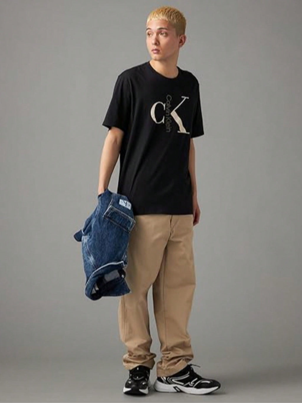 CALVIN KLEIN Men's Text Monogram Crew Neck T-Shirt | Style 40KC829_010 | Classic Cotton Jersey Tee1:1