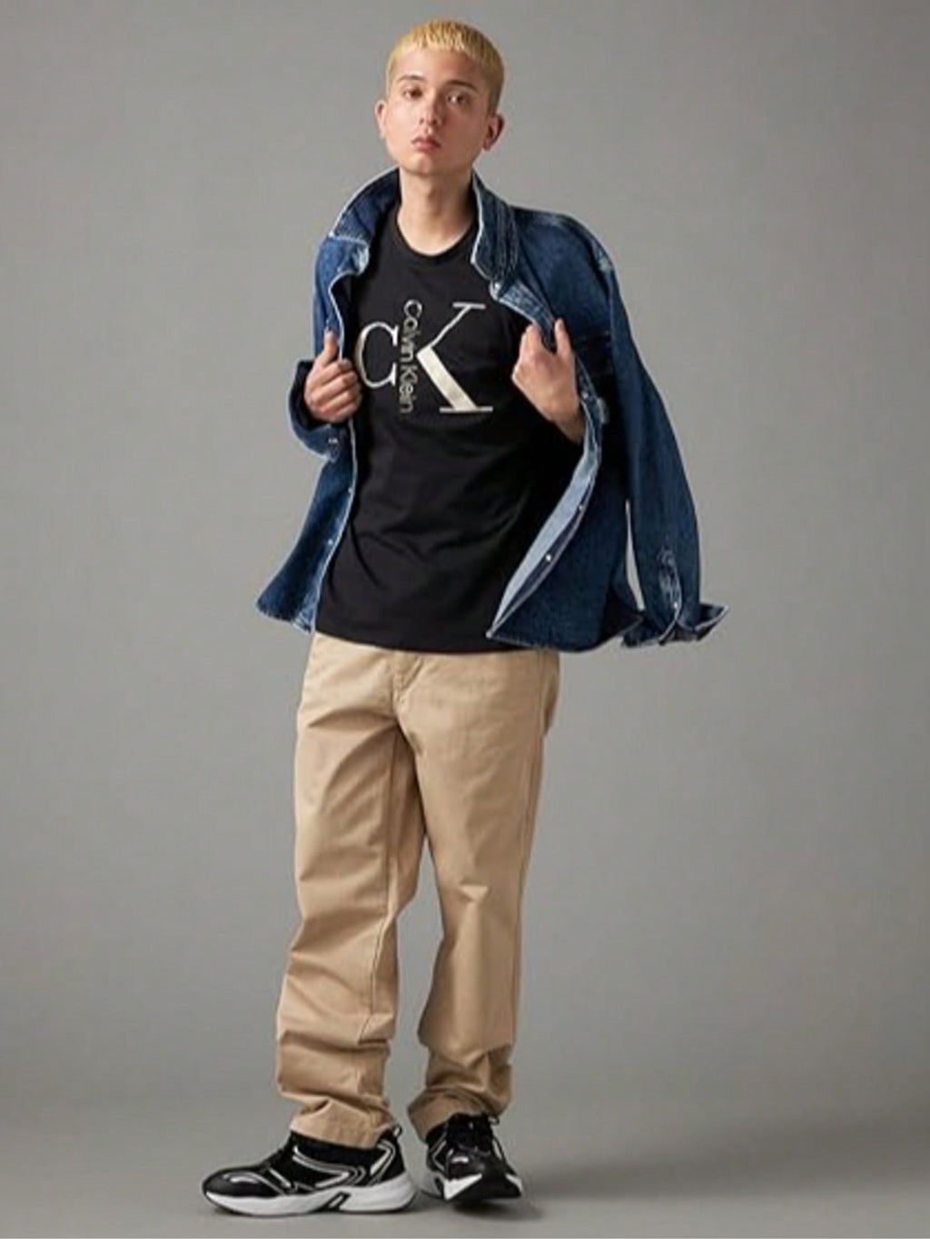CALVIN KLEIN Men's Text Monogram Crew Neck T-Shirt | Style 40KC829_010 | Classic Cotton Jersey Tee1:1