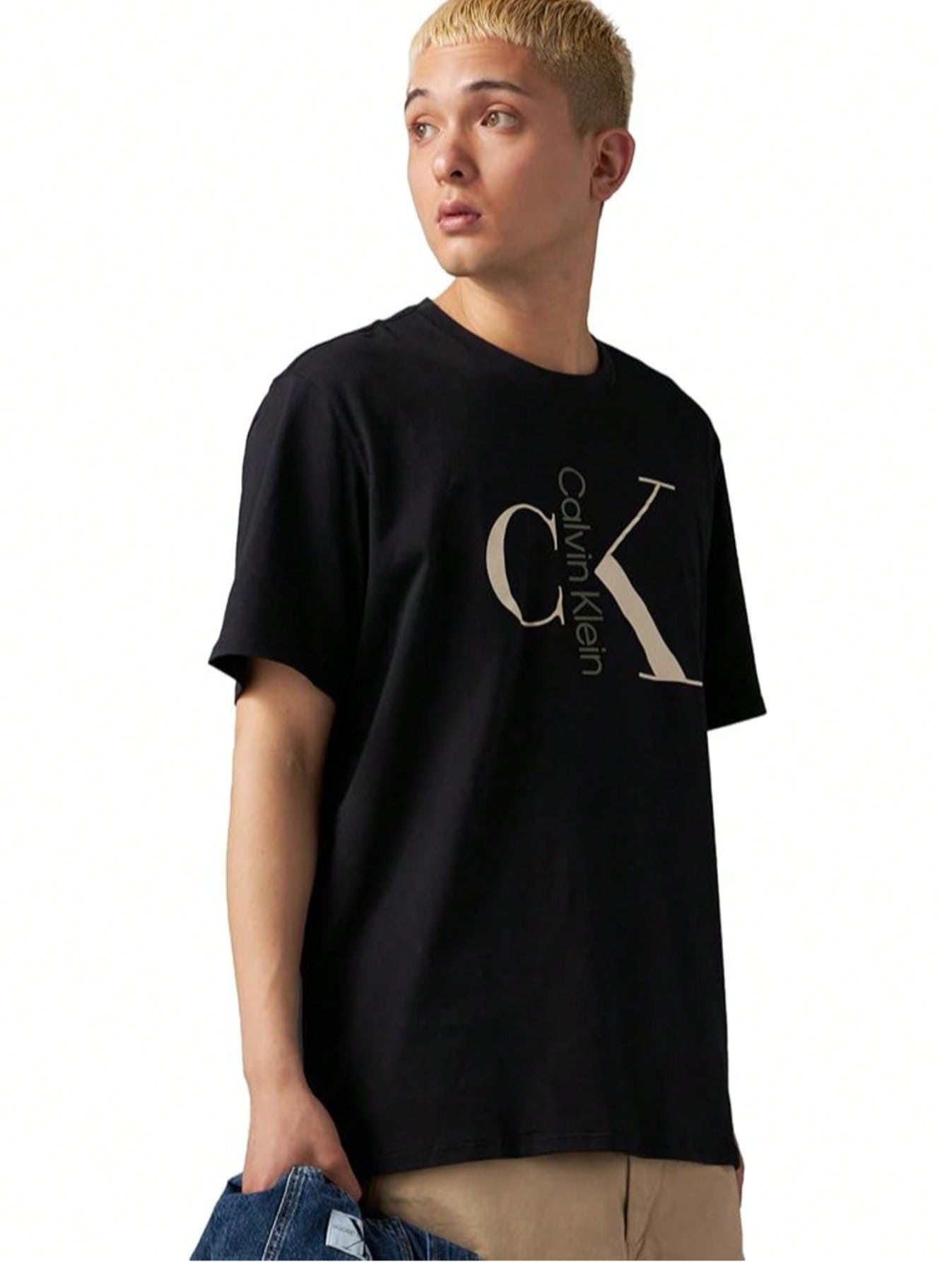 Calvin Klein Men's Monogram Logo Crewneck Tee | Style 40KC829_010 | Premium Cotton Jersey T-Shirt1:1