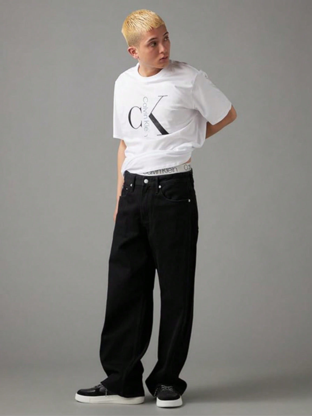 Calvin Klein Men's Text Monogram Crew Neck T-Shirt | Style 40KC829_540 | Classic Cotton Jersey Tee1:1