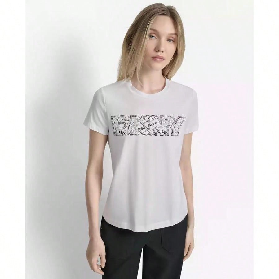 DKNY Women's Newspaper Logo Crewneck T-Shirt |  | Women Sports Tees & Tanks1:1
