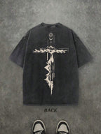 Christian Shirt, Retro Washed T-Shirt Double Sided Printed (230 Pure Cotton T-Shirt) 'ROMANS' God Is Greater Than Our Highs And Lows Christian Gift Letter Print, Men's T-Shirt, Men's Casual, Comfortable, Fashionable T-Shirt, Street Style Cotton