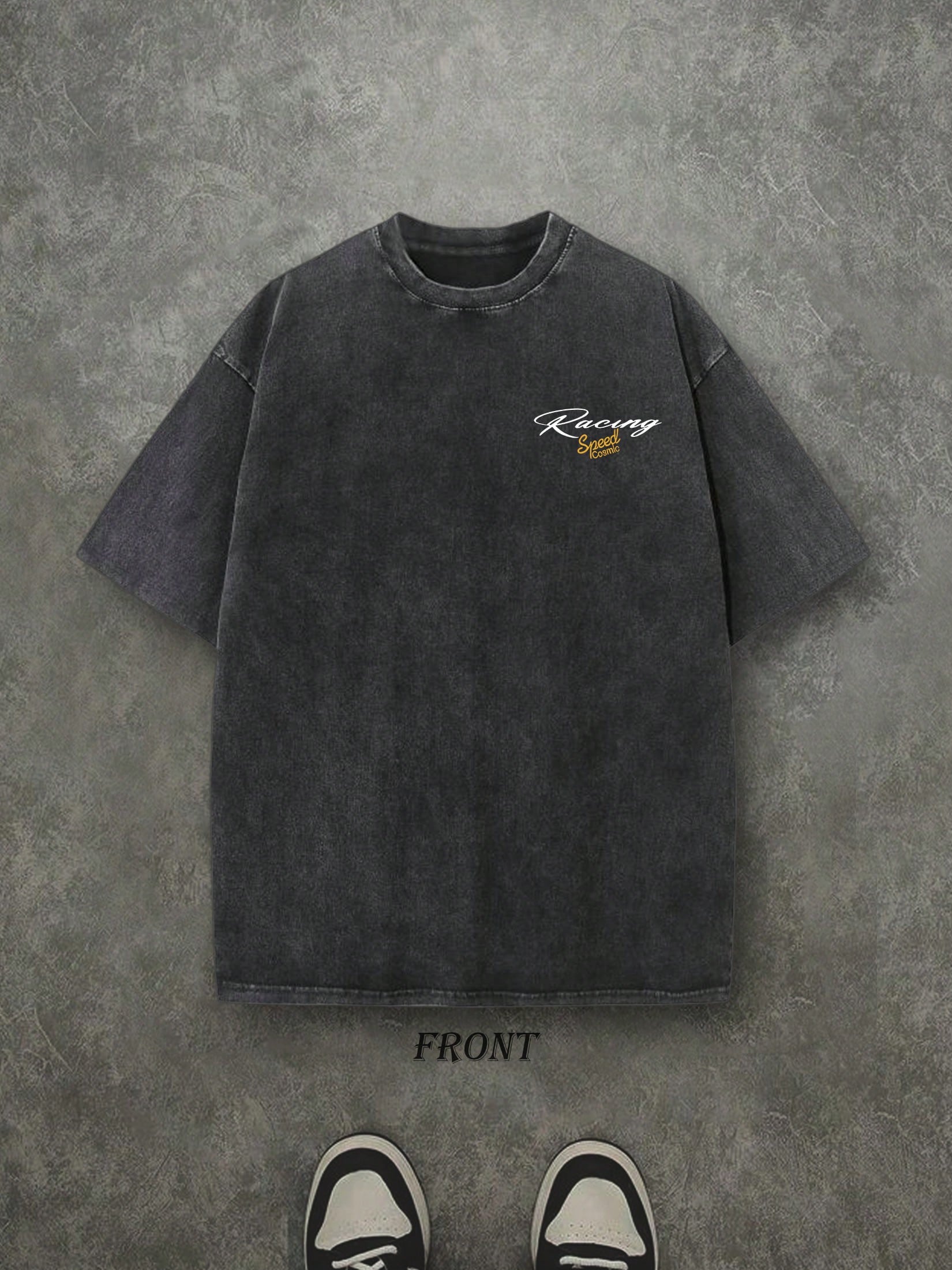 Retro Washed T-Shirt Double Sided Printed (230 Pure Cotton T-Shirt) 'you're So Hot..' Racing Letter Print, Men's T-Shirt, Men's Casual, Comfortable, Fashionable T-Shirt, Street Style Cotton