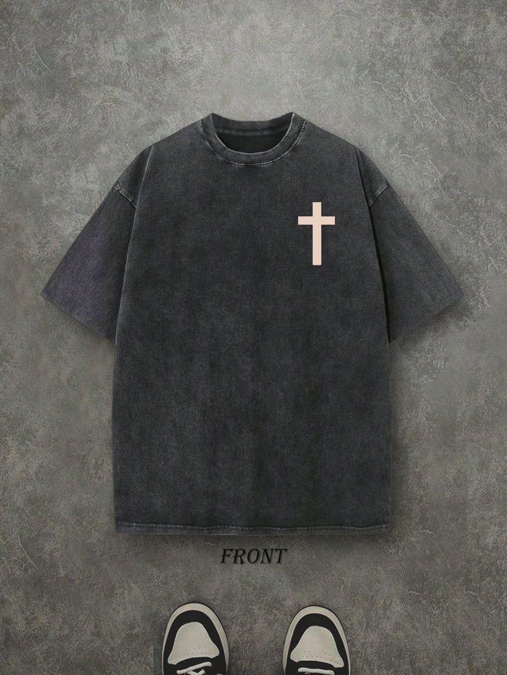 Retro Washed T-Shirt Double Sided Printed (230 Pure Cotton T-Shirt) 'PRAISE THE LORD'  Letter Print, Men's T-Shirt, Men's Casual, Comfortable, Fashionable T-Shirt, Street Style Cotton