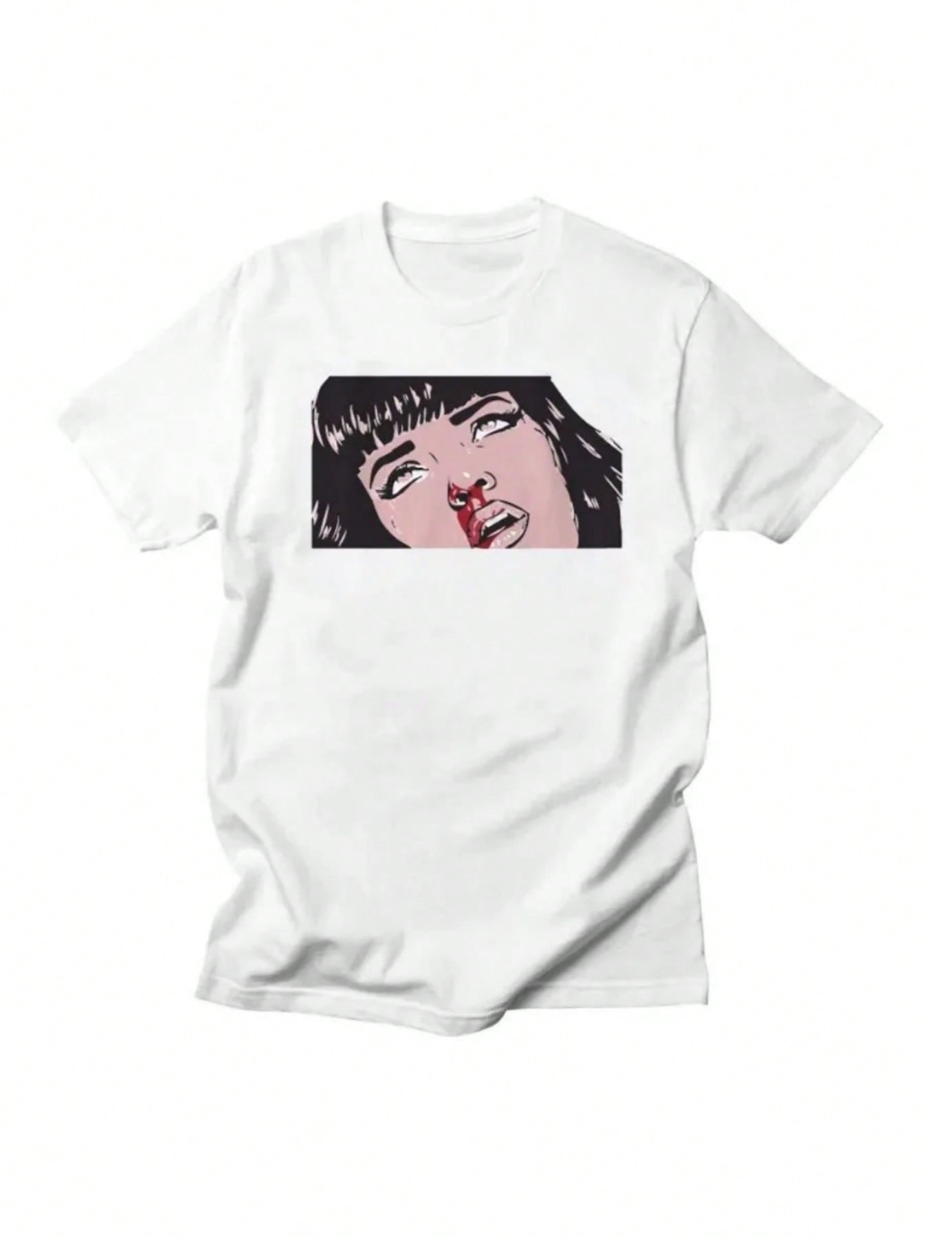 Portrait & Letter Graphic Men Women Cotton T-Shirt Luxury Brand Fashion Big Size Top Casual Short Sleeve Streetwear Print Tee