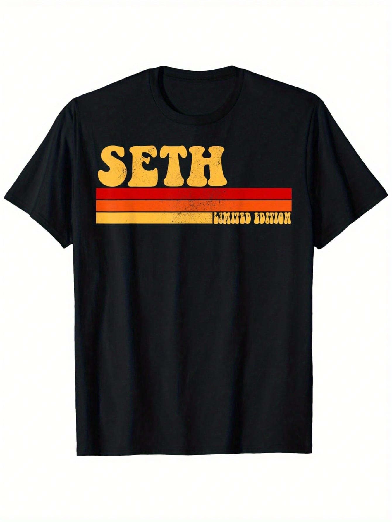 SETH Name Idea Men Retro Vintage SETH T-Shirt, 100% Cotton, 180g, Round Neck, Black, S-XXXL,100% Pure Cotton Short Sleeved Shirt, Essential For Summer And Spring, Loose Casual Round Neck, Men's Letter Printed T-Shirt