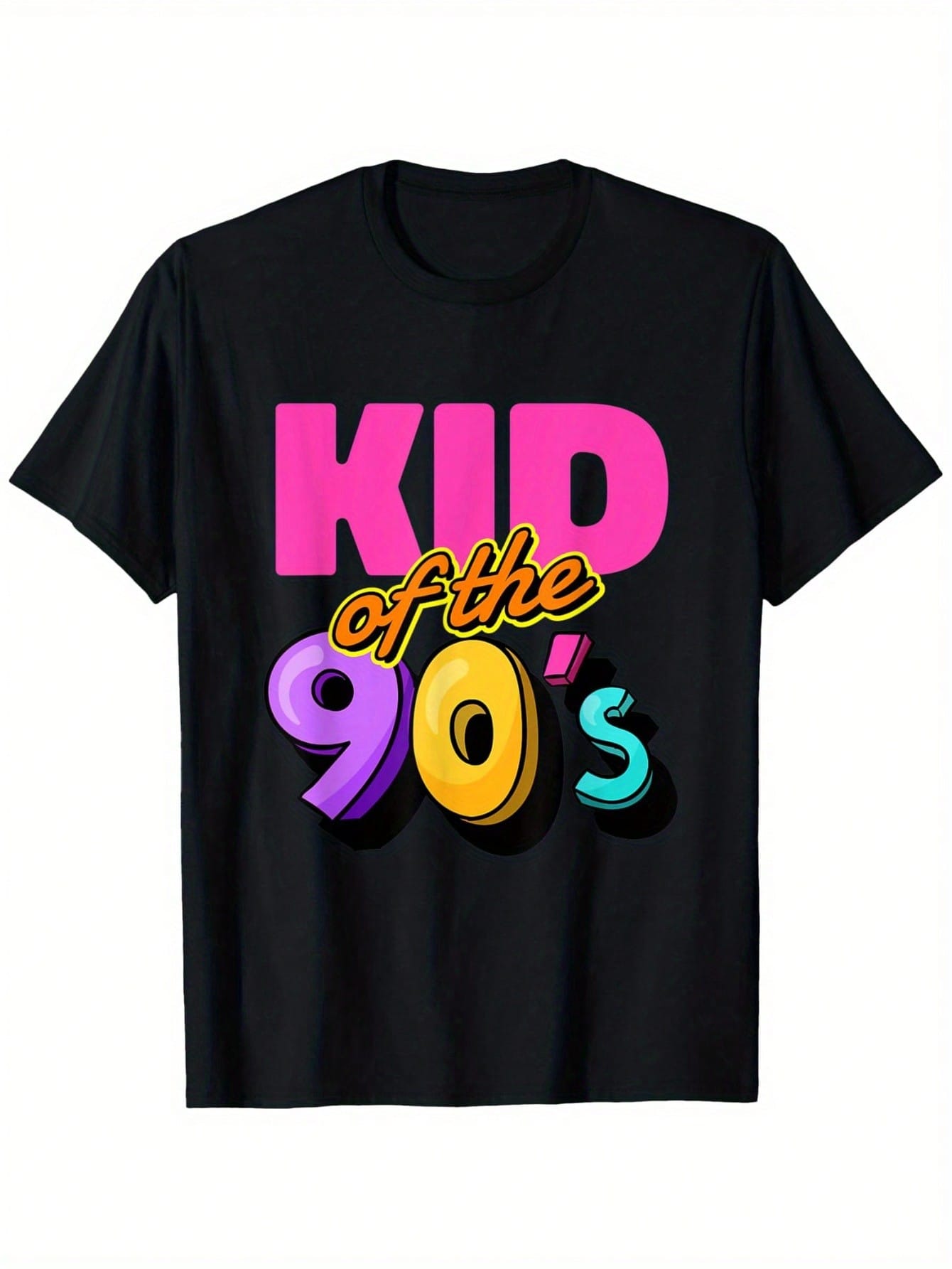 Men's Vintage 90s Skate Graphic T-Shirt - Of The 90's Retro Neon Print Tee - Heavyweight 180gsm Cotton Shirt For Skateboarding, '90s Throwback Fashion - Black Crewneck (Sizes S-XXXL) - Machine Washable Retro Streetwear, Skateboard Gifts, Skater Clothing,