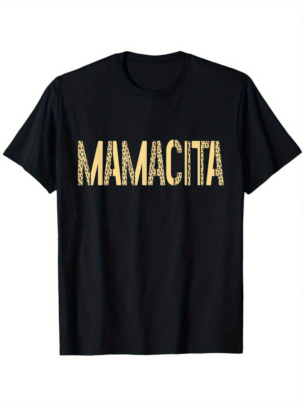 Mamacita Leopard Print Mexican Latina Graphic T-Shirt - 100% Cotton, 180g, Round Neck, Black, S-XXXL, Casual Loose Fit, All-Season Comfort, Casual Wear Tee Playful Graphic Tee Nonstretch Fabric, Mexican T Shirt,100% Pure Cotton Short Sleeved Shirt, Essent