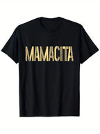 Mamacita Leopard Print Mexican Latina Graphic T-Shirt - 100% Cotton, 180g, Round Neck, Black, S-XXXL, Casual Loose Fit, All-Season Comfort, Casual Wear Tee Playful Graphic Tee Nonstretch Fabric, Mexican T Shirt,100% Pure Cotton Short Sleeved Shirt, Essent