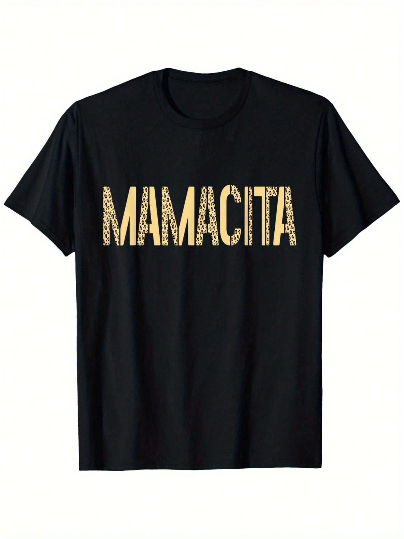 Mamacita Leopard Print Mexican Latina Graphic T-Shirt - 100% Cotton, 180g, Round Neck, Black, S-XXXL, Casual Loose Fit, All-Season Comfort, Casual Wear Tee Playful Graphic Tee Nonstretch Fabric, Mexican T Shirt,100% Pure Cotton Short Sleeved Shirt, Essent