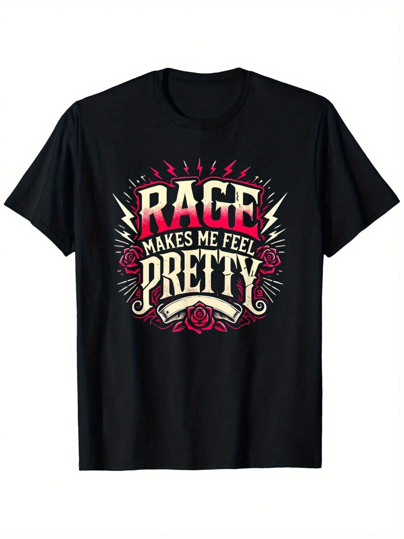 Men'S Rage Makes Me Feel Pretty Feminism Slogan T-Shirt - 100% Cotton 180gsm Loose Fit Casual Tee With Bold Red & White Graphic Print, Round Neck, All-Season Comfort, Sizes S-XXXL, Everyday Comfort Tee Statement Slogan Shirt Comfortable Fit Shirt,100% Pur