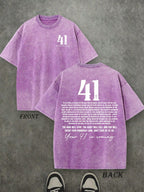 Retro Washed T-Shirt Double Sided Printed (230 Pure Cotton T-Shirt) 'Your 41 Is Coming'  Letter And Pattern Print,  Christian Gift, Mens TShirt, Mens Casual, Comfortable, Fashionable T-Shirt, Street Style Cotton