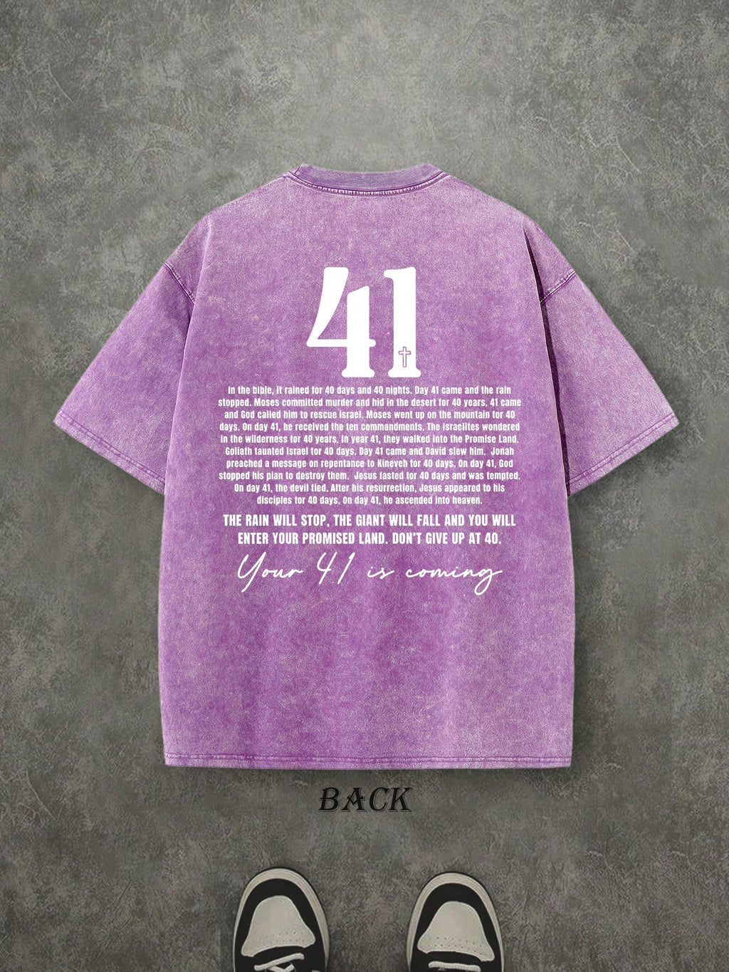 Retro Washed T-Shirt Double Sided Printed (230 Pure Cotton T-Shirt) 'Your 41 Is Coming'  Letter And Pattern Print,  Christian Gift, Mens TShirt, Mens Casual, Comfortable, Fashionable T-Shirt, Street Style Cotton