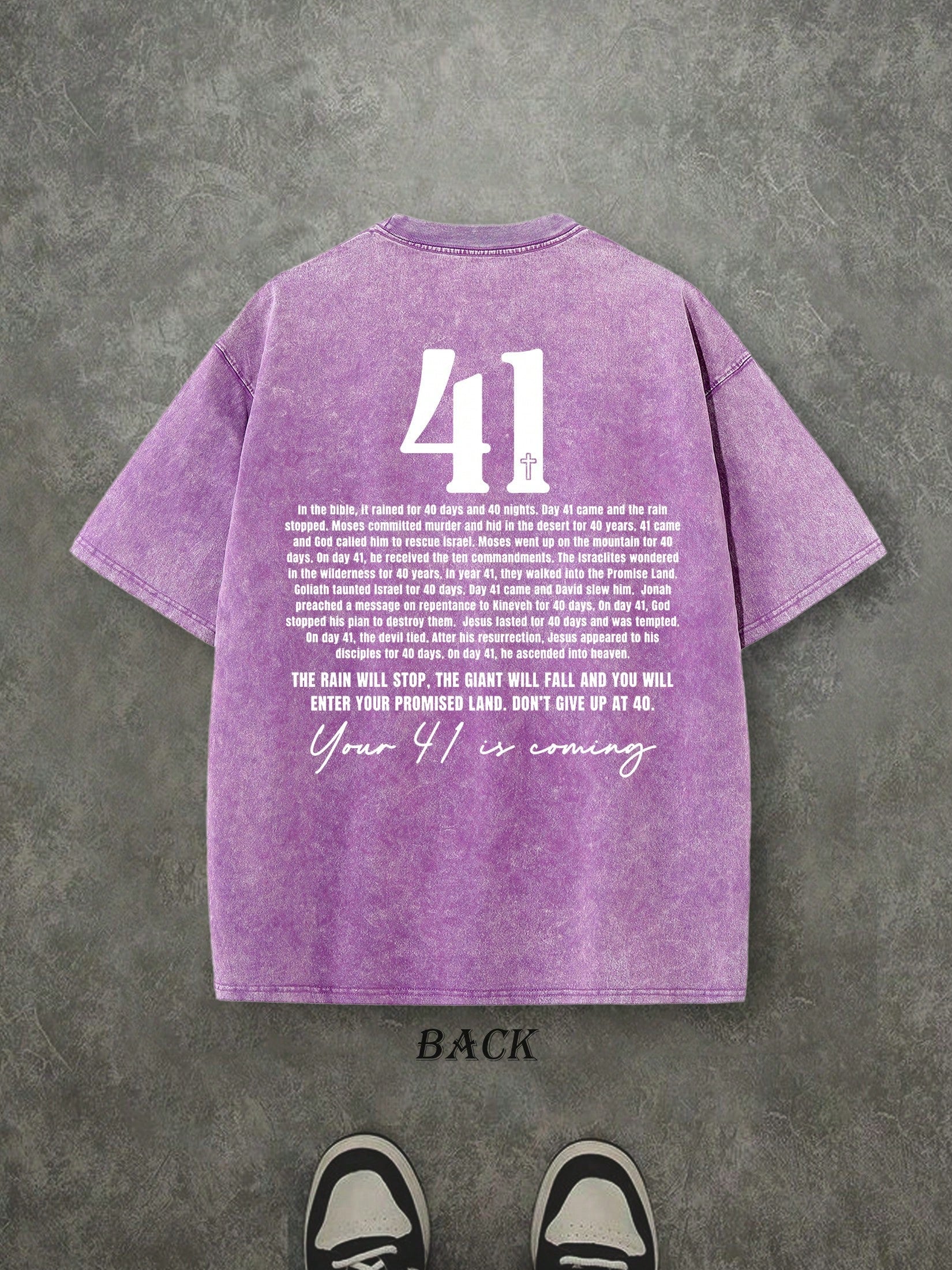 Retro Washed T-Shirt Double Sided Printed (230 Pure Cotton T-Shirt) 'Your 41 Is Coming'  Letter And Pattern Print,  Christian Gift, Mens TShirt, Mens Casual, Comfortable, Fashionable T-Shirt, Street Style Cotton