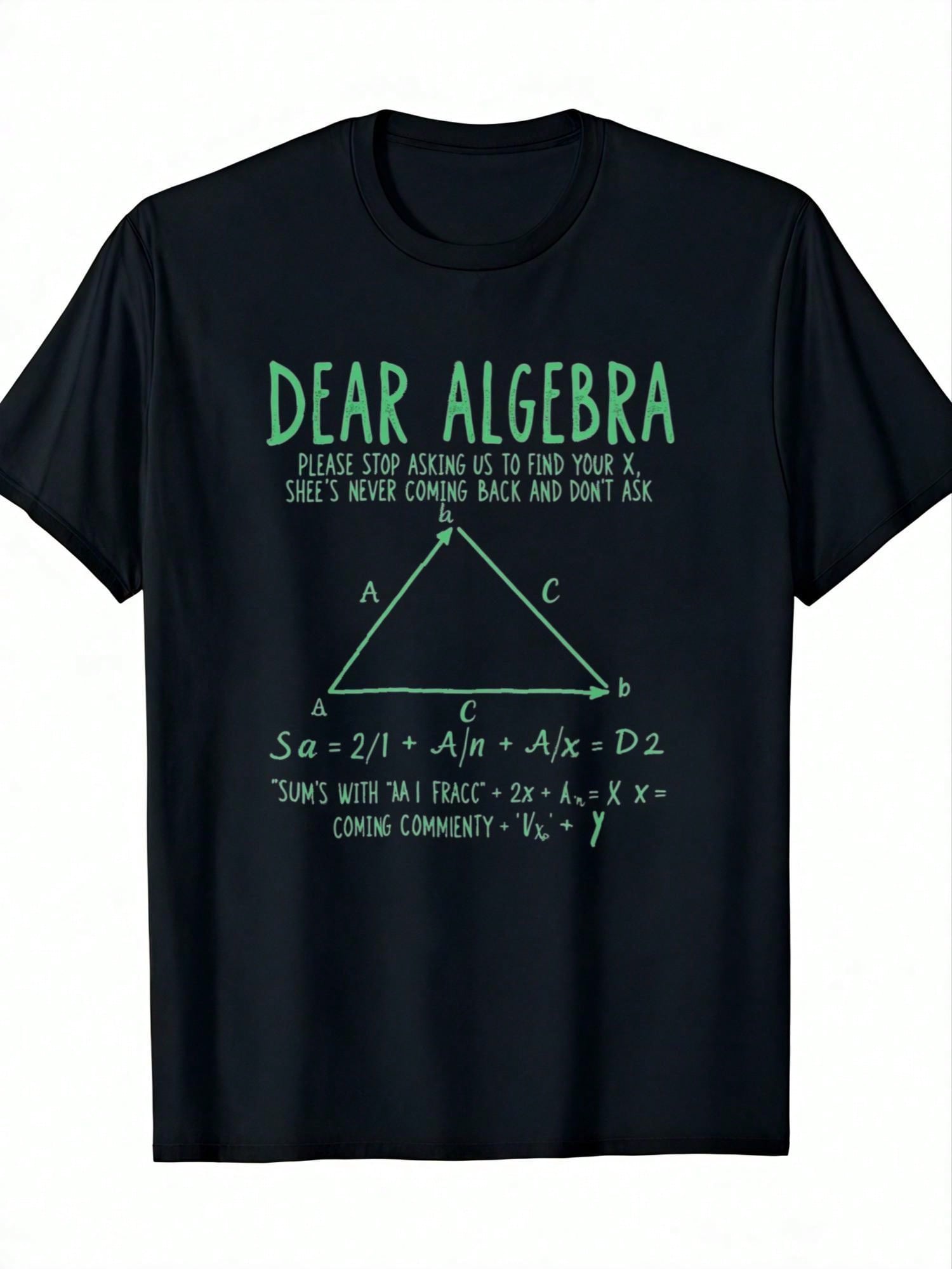 Funny Math Joke T-Shirt 'Dear Algebra Find Your X' - 100% Cotton, Classic Fit, Lightweight 180g, Humorous Print Casual Tee For Men,100% Pure Cotton Short Sleeved Shirt, Essential For Summer And Spring, Loose Casual Round Neck, Men's Letter Printed T-Shirt